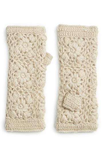 Women's Nirvanna Designs Crochet Handwarmers, Size - Beige