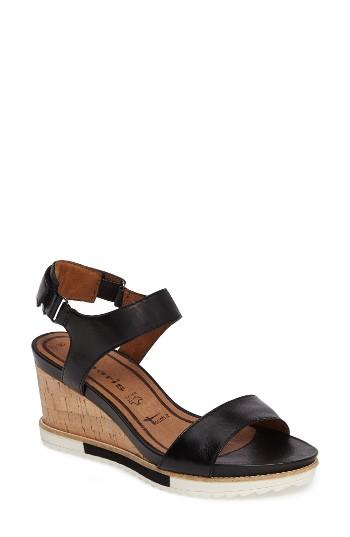 Women's Tamaris 'alis' Lug Sole Wedge Sandal Eu - Black