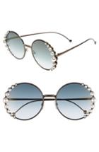 Women's Fendi 58mm Embellished Round Sunglasses - Semi Matte Bronze