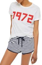 Women's Topshop Stripe Terry Runner Shorts Us (fits Like 0) - Blue