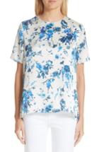 Women's Adam Lippes Floral Print Hammered Silk Blouse - Ivory
