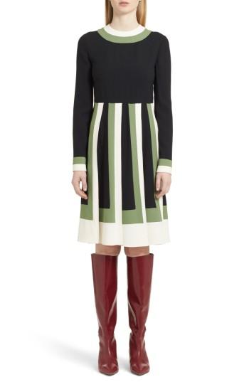 Women's Valentino Multicolor Pleat Crepe Dress - Black