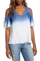 Women's Billy T Dip Dye Embroidered Cold Shoulder Blouse - Blue