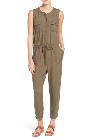 Women's Caslon Sleeveless Utility Jumpsuit - Green