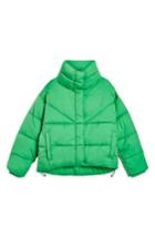 Women's Topshop Meghan Puffer Jacket Us (fits Like 0) - Green