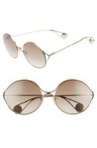Women's Gucci 58mm Gradient Lens Round Sunglasses - Gold/ Gradient Brown