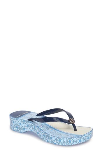 Women's Tory Burch Wedge Flip Flop M - Blue