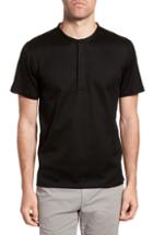 Men's Calibrate Textured Henley, Size - Black