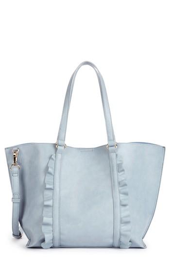 Sole Society Ruffled Faux Leather Tote - Blue