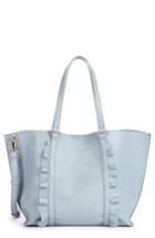 Sole Society Ruffled Faux Leather Tote - Blue