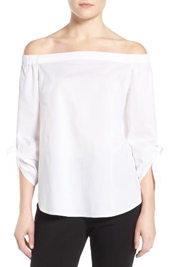 Women's Halogen Tie Sleeve Off The Shoulder Top - White