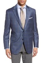 Men's Peter Millar Classic Fit Plaid Wool Sport Coat Xl - Blue