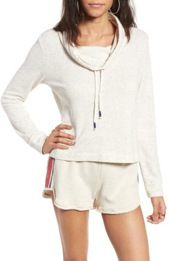 Women's Splendid Funnel Neck Sweatshirt - Beige