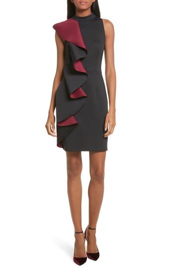 Women's Ted Baker London Contrast Ruffle Body-con Dress - Black