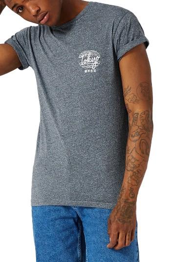 Men's Topman Muscle Fit Tokyo T-shirt - Grey