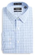 Men's Nordstrom Men's Shop Smartcare(tm) Trim Fit Check Dress Shirt - 34/35 - Blue