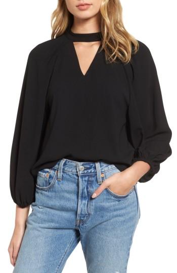 Women's Leith Balloon Sleeve Choker Top - Black
