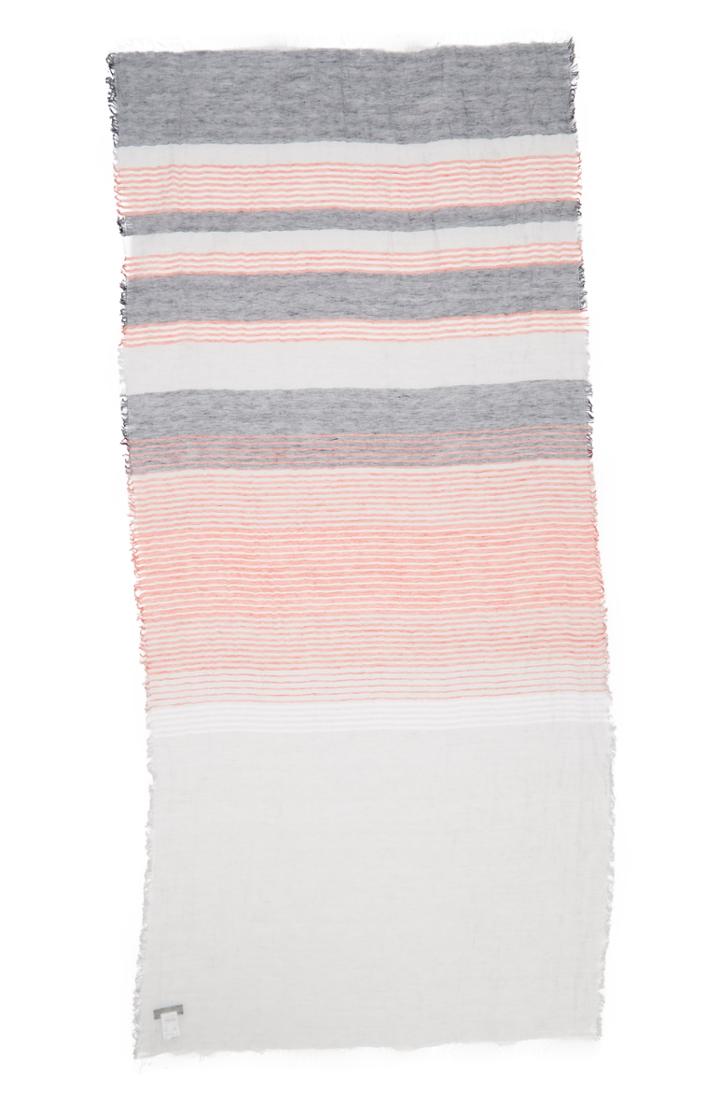 Women's Y's By Yohji Yamamoto Washer Border Linen & Silk Stole - Red