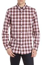 Men's Calibrate Slim Fit Non-iron Mini Plaid Sport Shirt, Size - White