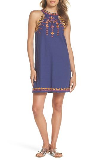 Women's Thml Embroidered Halter Shift Dress - Blue