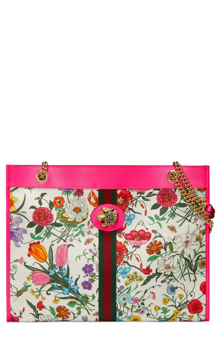 Gucci Medium Rajah Canvas Tote - Pink