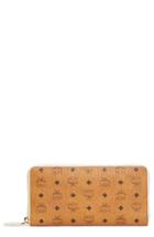 Women's Mcm Visetos Coated Canvas Zip Around Wallet - Brown