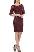 Women's Carmen Marc Valvo Infusion V-back Sequin Lace Cocktail Dress - Burgundy