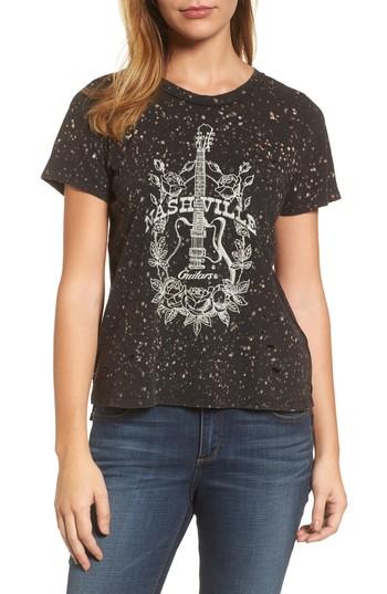 Women's Lucky Brand Nashville Guitars Distressed Tee - Black