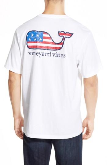 Men's Vineyard Vines 'american Flag Whale' Graphic T-shirt, Size - White