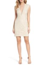 Women's Aidan By Aidan Mattox Open Back Lace Sheath Dress - Beige
