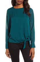 Women's & .layered Side Tie Shadow Stripe Top - Blue/green