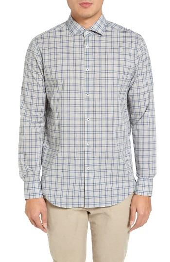 Men's Good Man Brand Bond Trim Fit Check Sport Shirt - Blue