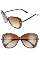 Women's Tom Ford Linda 59mm Gradient Butterfly Sunglasses - Dark Havana/ Gradient Brown