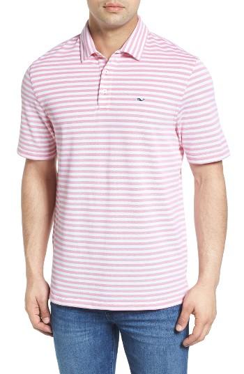 Men's Vineyard Vines Stripe Polo, Size - Red