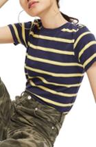 Women's Topshop 70s Stripe T-shirt Us (fits Like 0) - Blue