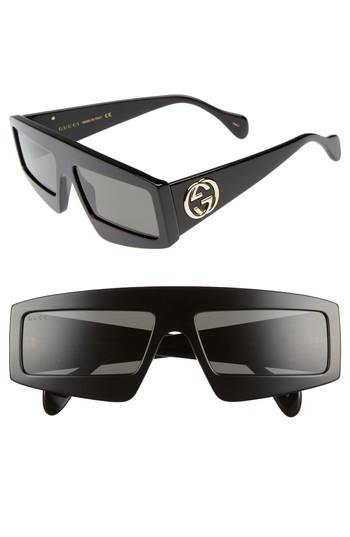 Women's Gucci 61mm Shield Sunglasses - Black