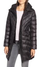 Women's Bernardo Glossy Quilted Walker Coat, Size - Black