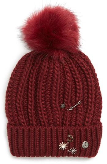 Women's Accessory Collective Charm Rib Beanie - Burgundy
