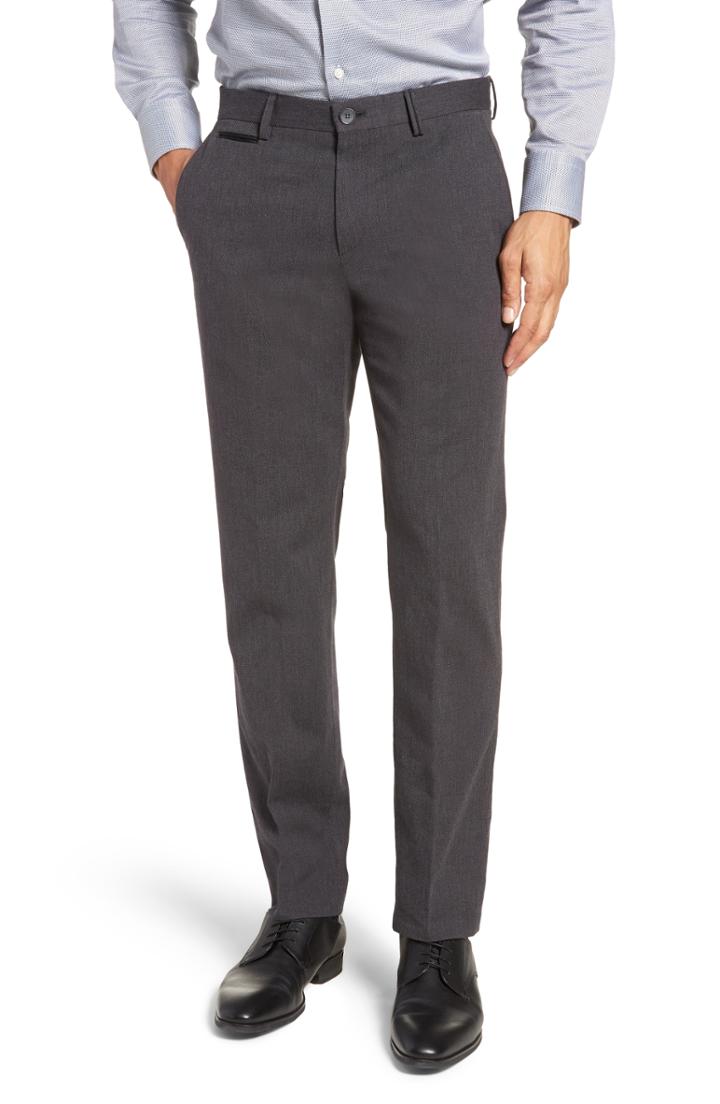 Men's Boss Batho Flat Front Solid Cotton Trousers