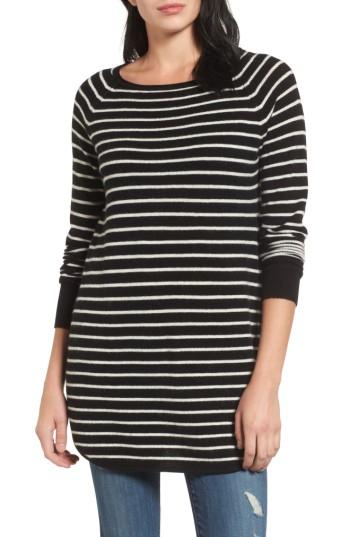 Women's Halogen Shirttail Wool & Cashmere Boatneck Tunic, Size - Black