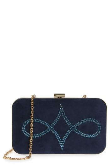 Menbur Crystal Embellished Suede Clutch - Blue