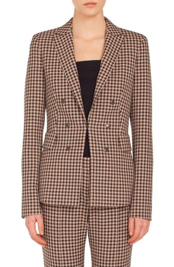 Women's Akris Punto Check Jersey Blazer - Brown