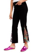 Women's Free People Embroidered Lace Flare Jeans - Black