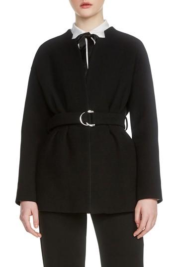 Women's Maje Gato Belted Jacket - Black