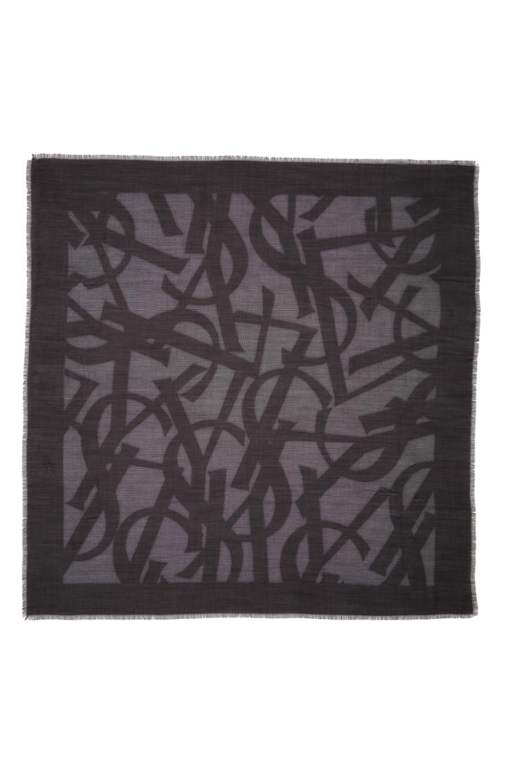 Women's Saint Laurent Ysl Random Square Silk & Wool Gauze Scarf