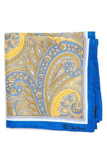 Men's David Donahue Paisley Silk Pocket Square, Size - Orange