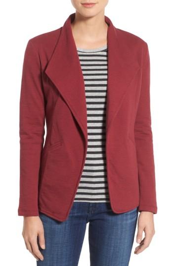 Petite Women's Caslon Cotton Knit Open Front Blazer, Size P - Red