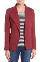 Petite Women's Caslon Cotton Knit Open Front Blazer, Size P - Red