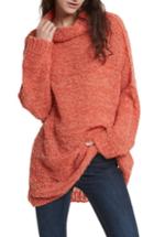 Women's Free People 'she's All That' Knit Turtleneck Sweater - Orange