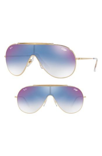 Women's Ray-ban 133mm Shield Sunglasses - Purple/ Blue Gradient Mirror